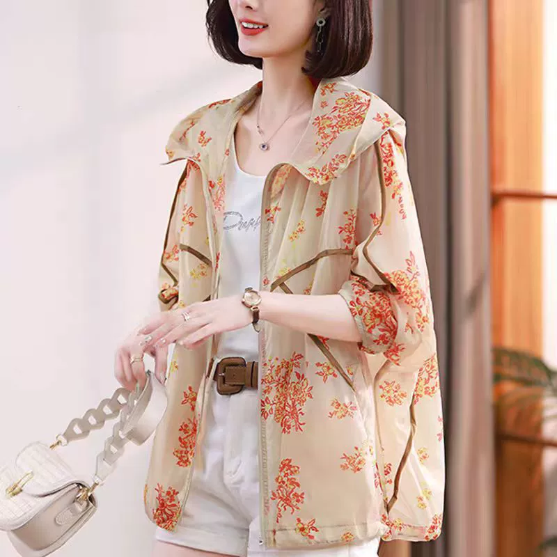 Женская одежда больших размеров с защитой от ультрафиолета и солнца, новинка лета 2024, универсальная дышащая свободная куртка белого, желтого цвета