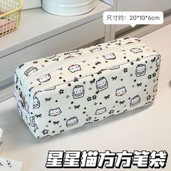 かわいい星子猫スクエアペンバッグイン学生漫画高価値大容量文具収納袋筆箱