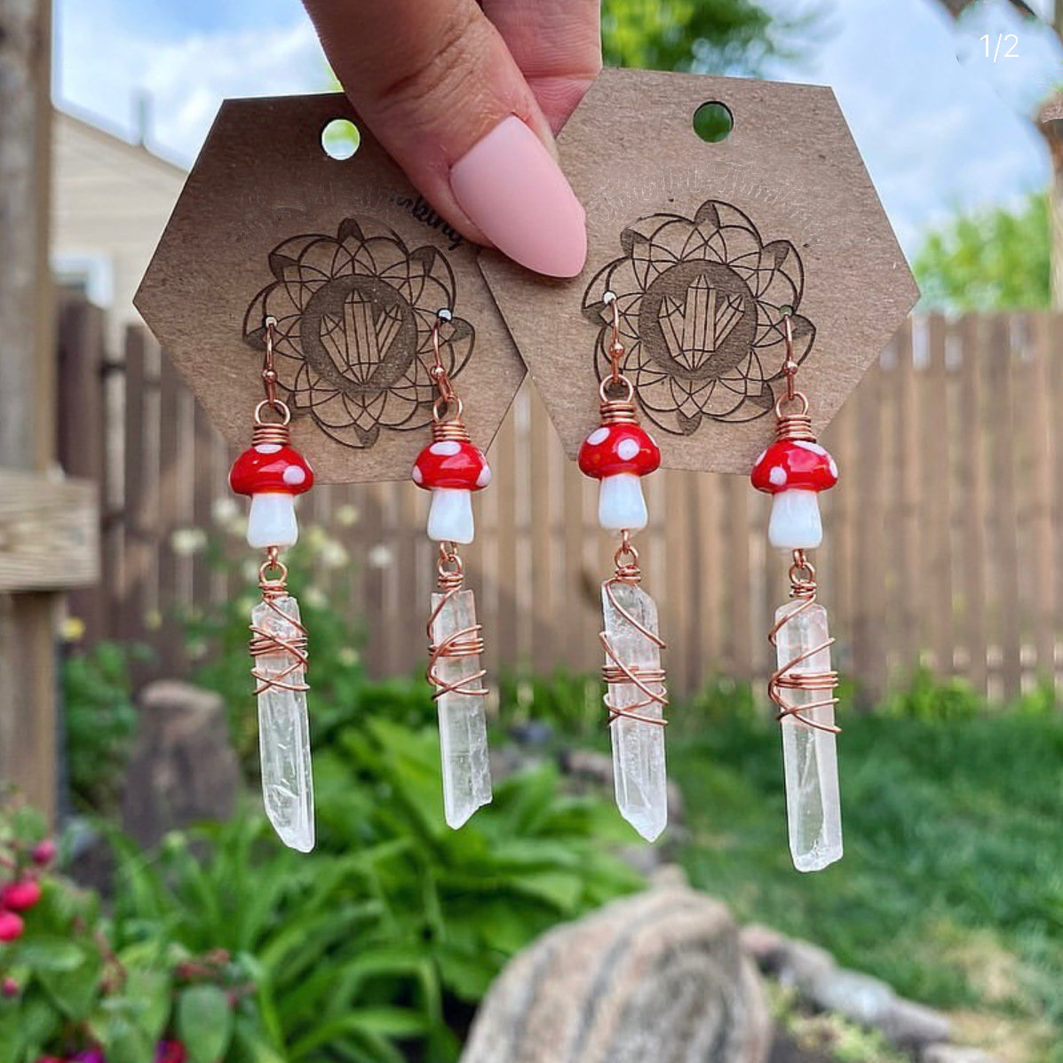 10g Weight Drop Earrings Classification Bohemian Mushroom Crystal Women's Drop Earrings