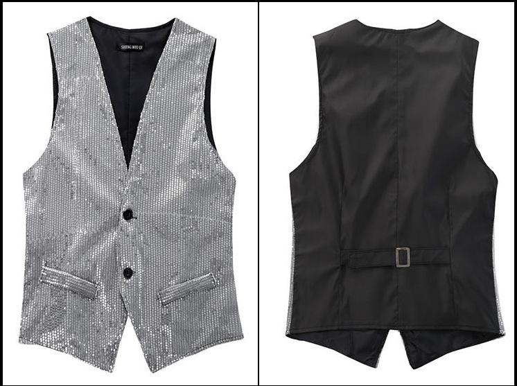 El comercio exterior de Fábrica Directa anfitrión coro de rendimiento de la reunión anual de rendimiento en el escenario mejor hombre fotografía Delgado Chaleco de lentejuelas