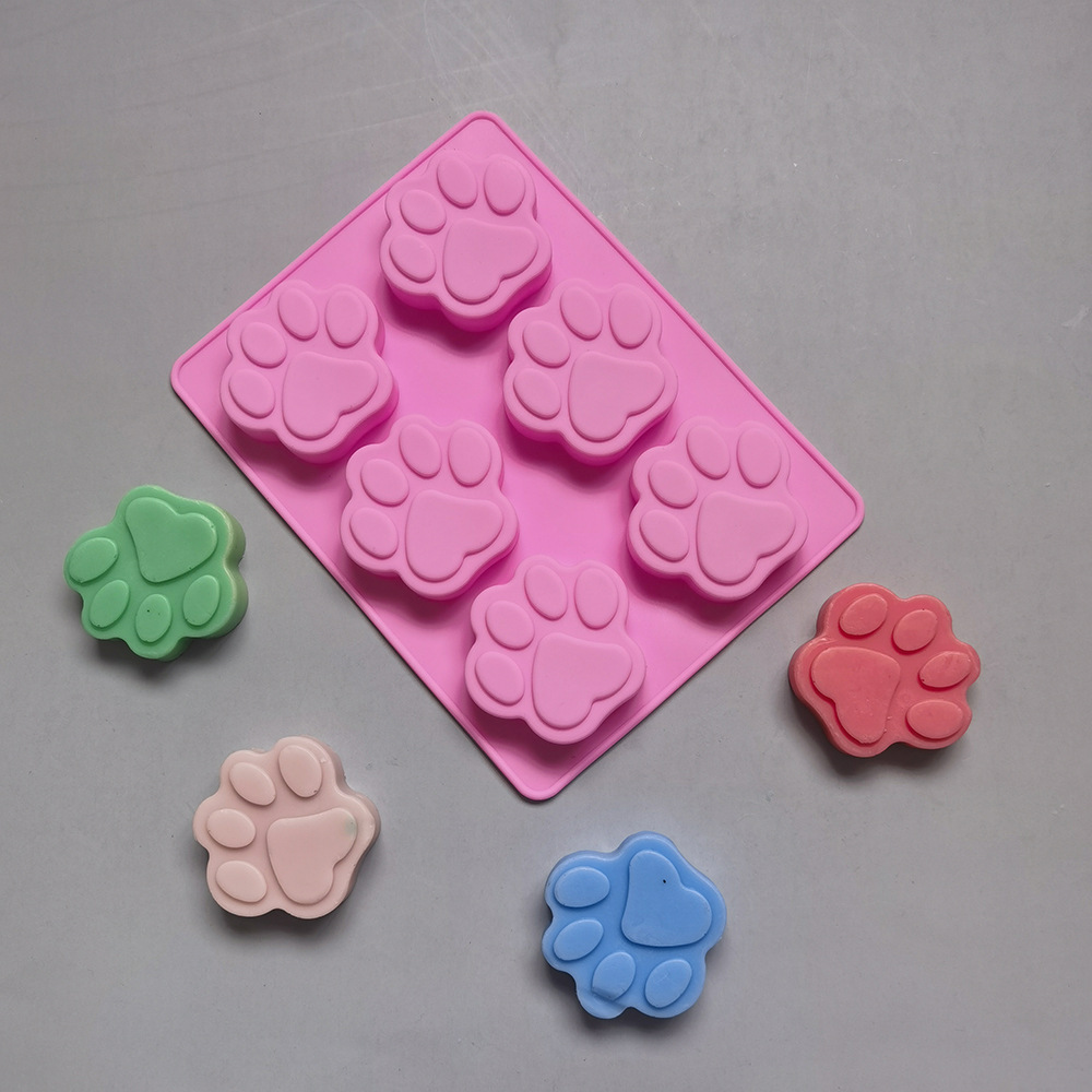 6 incluso molde de pastel de silicona de chocolate con patas de gato, helado, pudín de gelatina, molde de pastel de jabón, herramienta para hornear