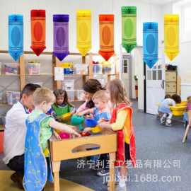幼儿园装饰蜡笔蜂窝球拉花学校活动装扮挂件多色蜡笔蜂窝球