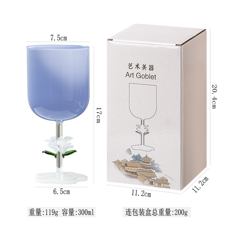 Taza de vino de varilla de flor tridimensional Taza de vino de alto valor artístico Taza de champán Taza de agua resistente al calor Taza de jugo de frutas