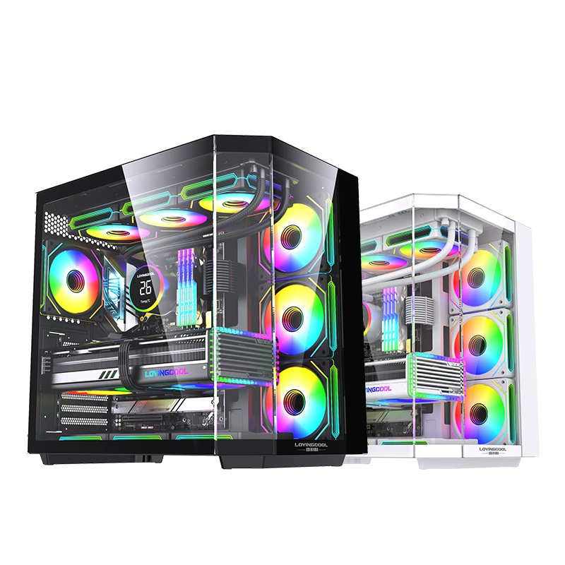 Изогнутый обзорный заловый корпус ATX 360 водяного охлаждения из tempered glass e-sports интернет-кафе хост-компьютер USB3.0 настольный компьютер