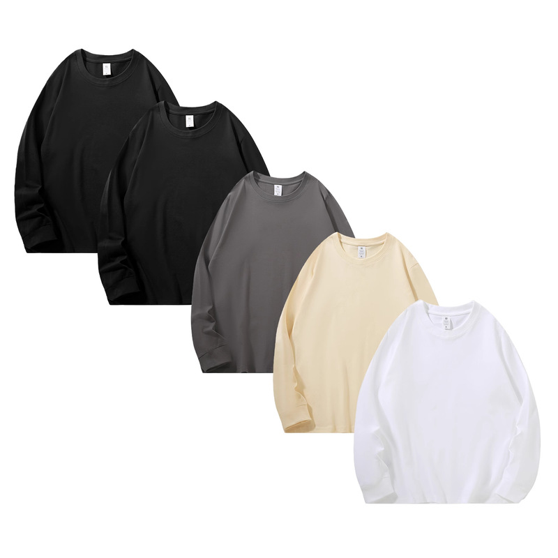 Combination Pack 230g High Combed Cotton Heavyweight Long-Sleeved T-Shirt for Men 2025 Autumn and Winter New Basic Bottoming Shirt for Men
