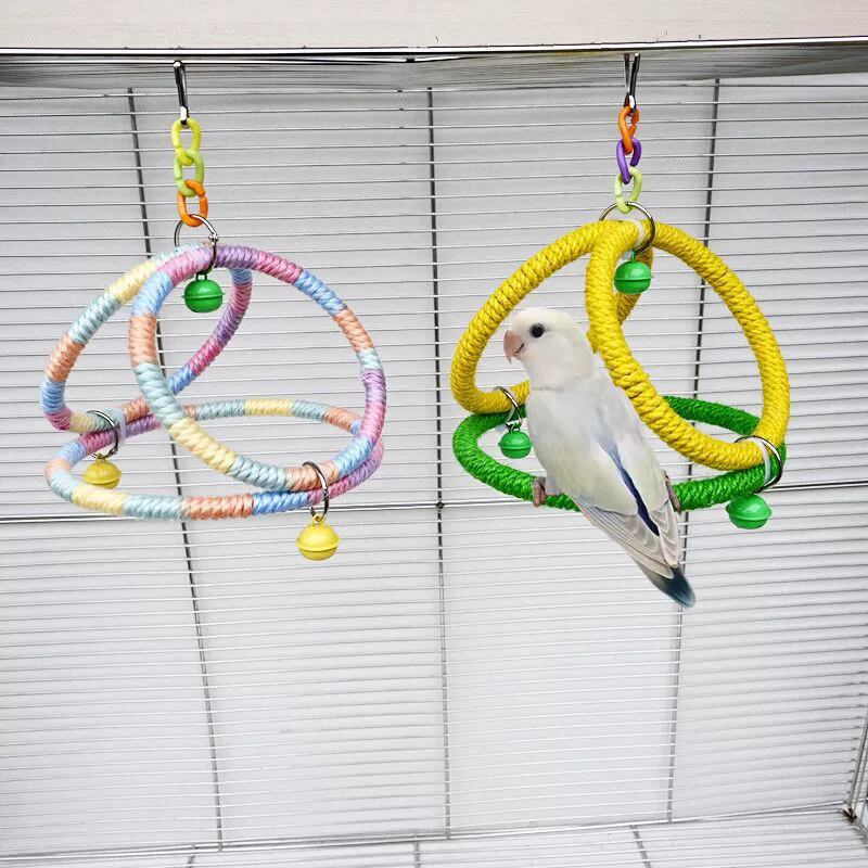 Новая игрушка для птиц-попугаев, радужная хлопковая веревка, качели, градиент цвета, кольцо для восхождения, украшение для клетки для птиц, игровые принадлежности, оптовая продажа