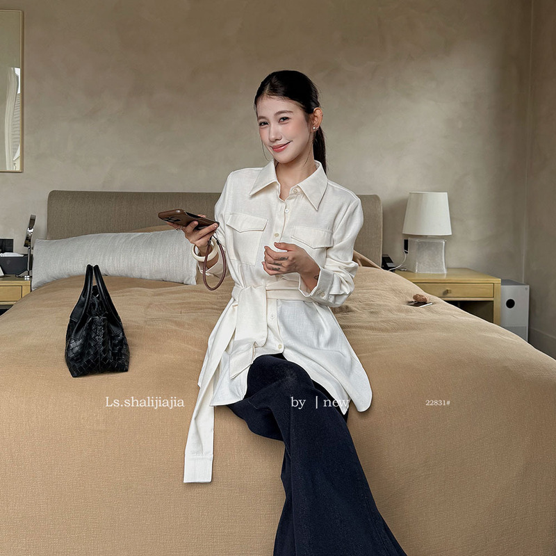 LS 极简时尚通勤衬衫上衣女 广州十三行2025早秋新品女装22831#|undefined