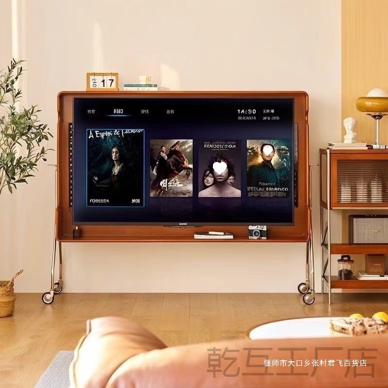 移动电视机支架复古小户型卧室家用网红客厅电视柜落地实木古风|undefined