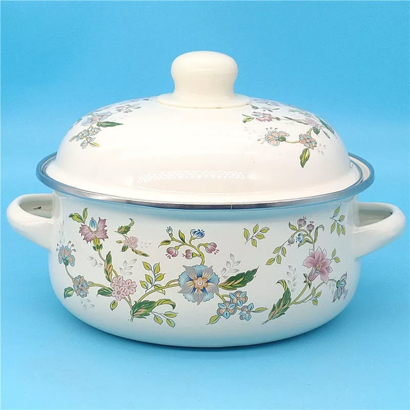 Толстая 16-20CM набор из трех частей бинауральной эмалированной кастрюли Домашняя кастрюля кастрюля Тушеная кастрюля миска с лапшой