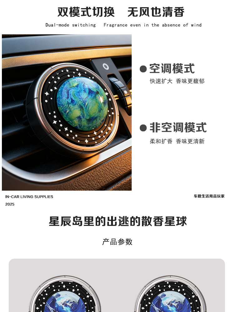 Planet-Shaped Car Air Freshener with Rotating Design for Car Air Vents, High-End Perfume Ornament for Air Conditioning Vents
