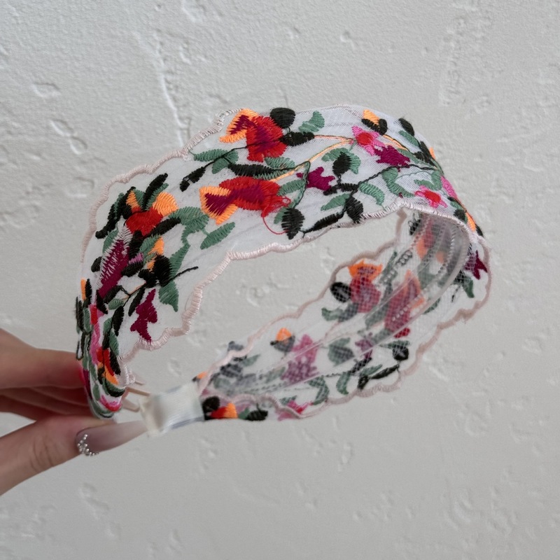 女性用のレトロなパーソナライズされた花の刺繍入りヘッドバンド、ハイエンドのエスニックスタイルのパーソナライズされたニッチデザインのつばの広い高頭蓋ヘッドバンド|undefined