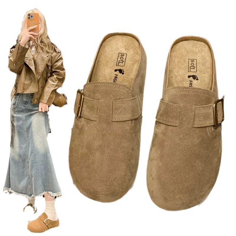 Plove Boken Shoes 2024 осень новые плоские обувь Bo Ken обувь lazy Bao Tu Drags и Drag Wear Wear Wear Slipper