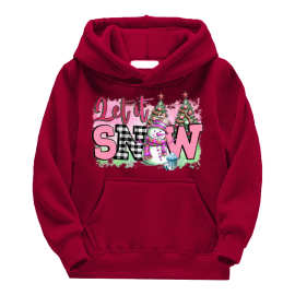 2025跨境新款圣诞节系列3D数码印花连帽套头儿童卫衣一件批代发