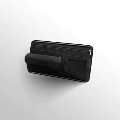 Receipt Document Holder, Car Glasses Clip/Bill Clip - black-8018-glasses-case-suede
