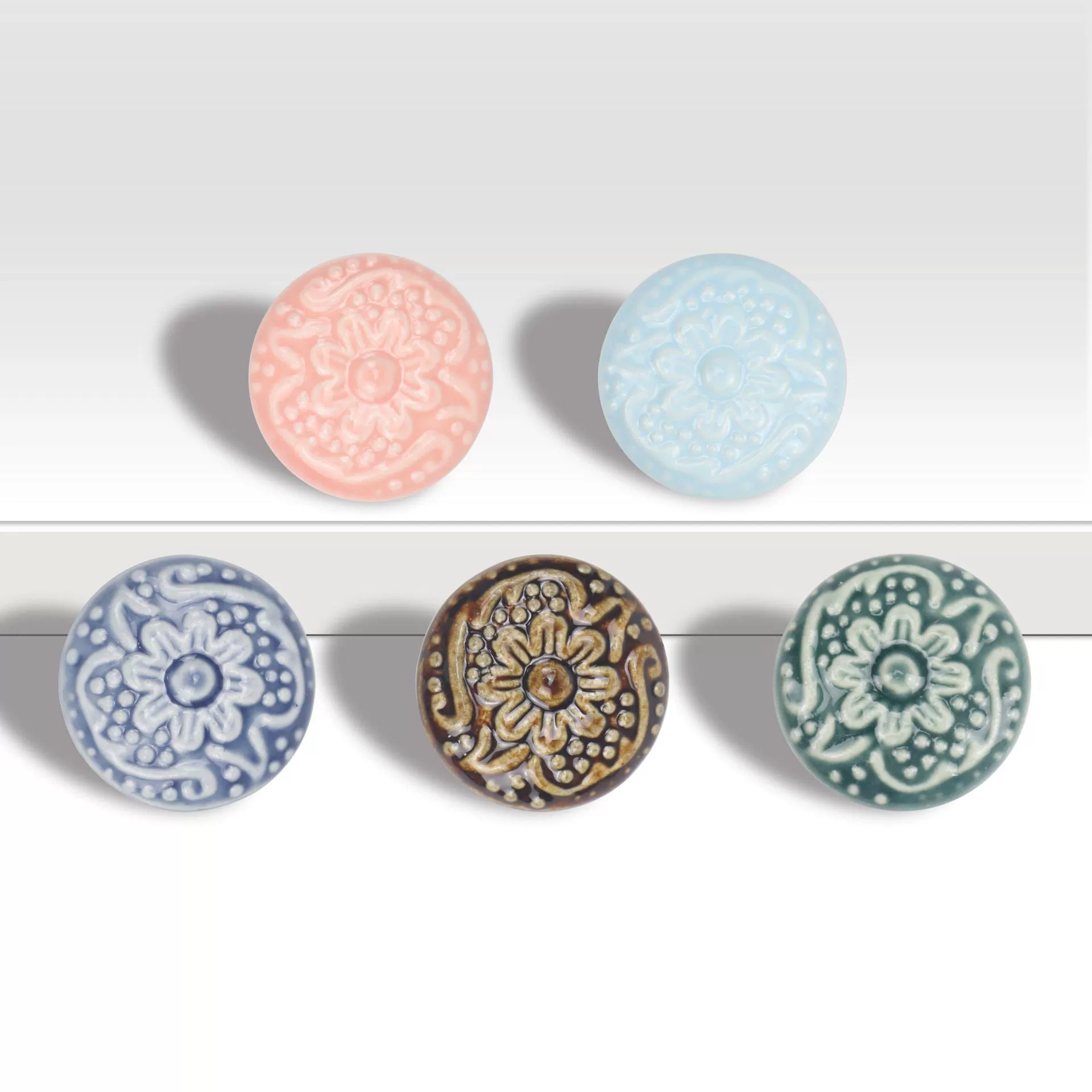 Оптовая продажа цветочная лапша керамическая ручка дверная ручка шкаф из цельного дерева