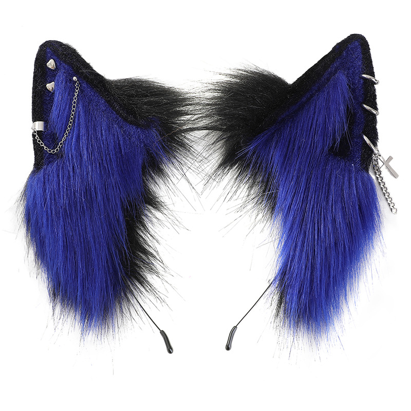 Lolita gótico vampiro rojo Lobo oreja venda cos apoyos oscuro pelo banda tocado horquilla negro oscuro