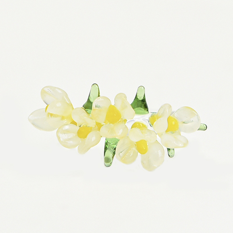 Transfronterizo anillo de vidrio Mori pequeño anillo de flores blancas frescas estilo nacional de moda anillo de flores de pera joyas