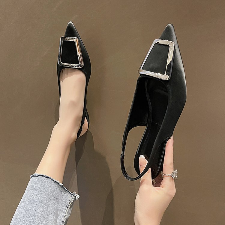 Fairy French style Baotou sandals for women 2024 new spring/summer square buckle pointed sandals, simple and elegant_voghion.com