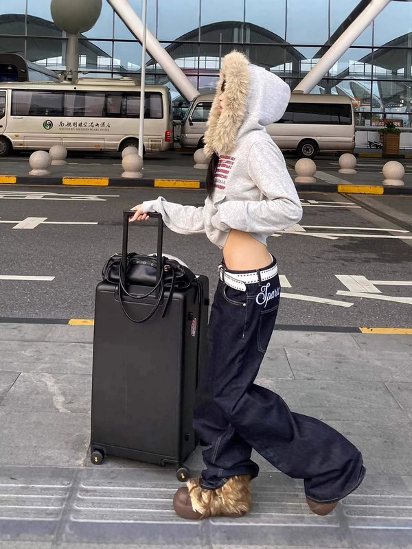 2025欧美新款卫衣Y2K印花休闲街头潮流女款毛绒连帽上衣|undefined