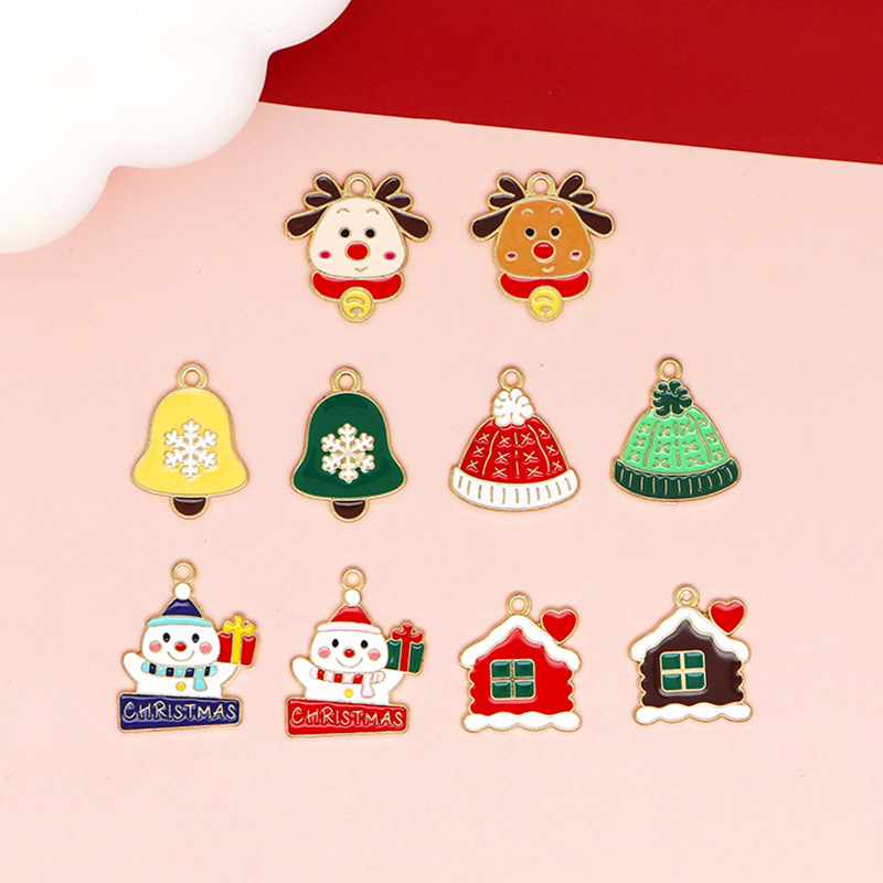 16g Weight Pendant Jewelry Making Type 14*19mm, 15*16mm, 18*18mm Jewelry Making Size DIY Jewelry Accessories Classification 10 PCS/Package Quantity Alloy Material Christmas Festival Bell, Snowman, Elk Pattern Enamel Design Cartoon Style, Cute Style 10 PCS/Package 14*19mm 15*16mm 18*18mm Alloy Bell Snowman Elk Pendant 3