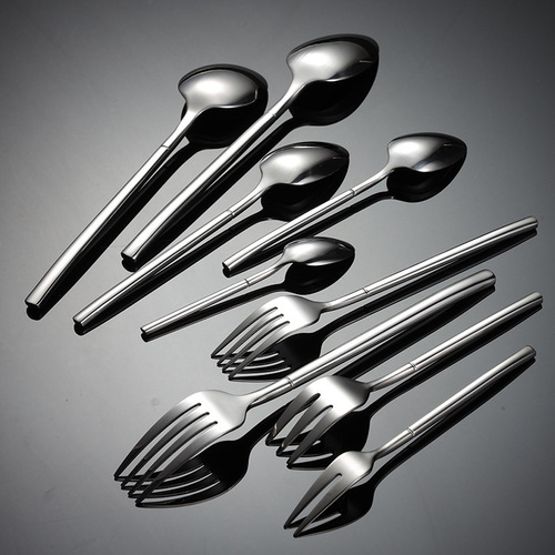 Aion 304 stainless steel cutlery, forks, spoons, Western tableware, multi-specification knight mirror polished square handles, company gifts