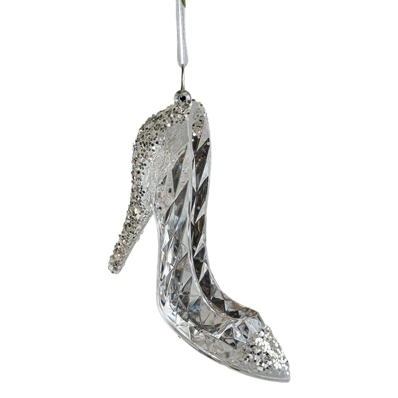Colgante de cristal de hielo de Navidad Colgante de árbol de Navidad Acrílico transparente Ángel Decoración de lujo ligero Accesorios de decoración de escena