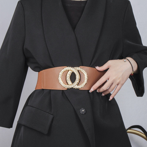 Fashionable women's elastic waistband, Korean style, matching dress, shirt, sweater, decorative wide girdle belt