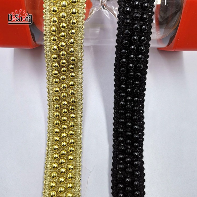 厂家直供新款3排ABS珍珠子花边 毛线底塑料珍珠带 高品质发箍辅料