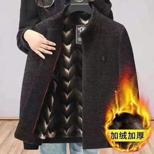 Abrigo de Cachemira de doble cara de alta gama abrigo de invierno de los hombres de mediana edad y ancianos abrigo casual abrigo de lana de los hombres