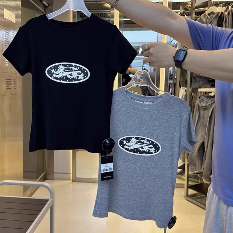 Korean Badblood Bcac Series Niche Design Sports Sexy Short-Sleeved T-Shirt Women's American Round Neck Top