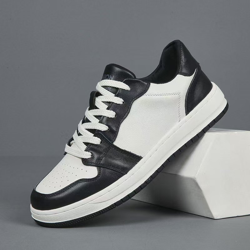 [Cuero de vaca de cabeza] cuero de moda versátil con suela suave de superficie suave de negocios deportivos casuales zapatos blancos cómodos