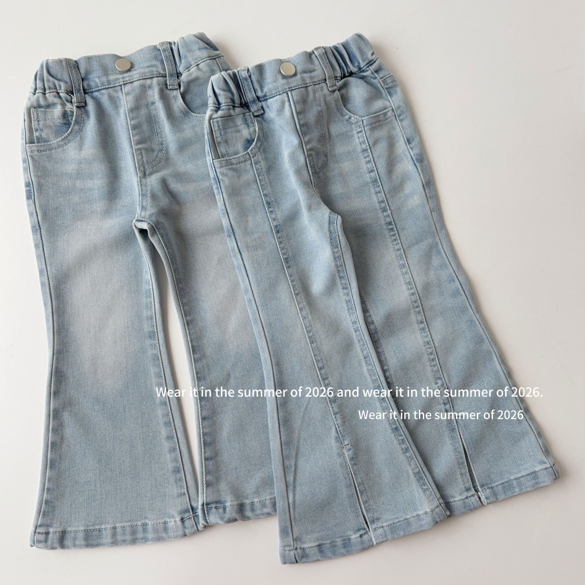 Elastic flared trousers