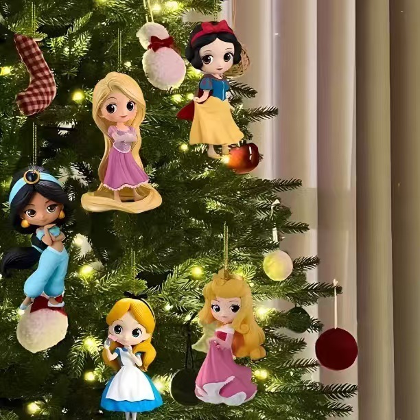 国境を越えた新作アクリル製平面ディニー白雪姫クリスマスプリンセス車装飾ペンダントキーホルダー|undefined