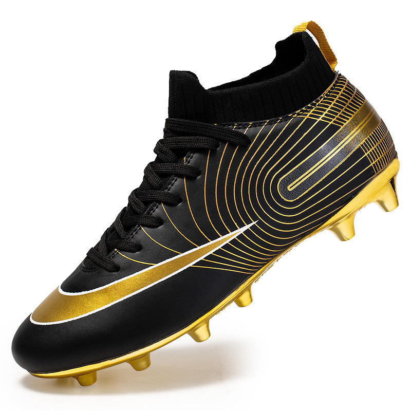 Local tyrant gold ag spike tf football shoes men's new high-top leather foot sports training shoes youth game football_voghion.com