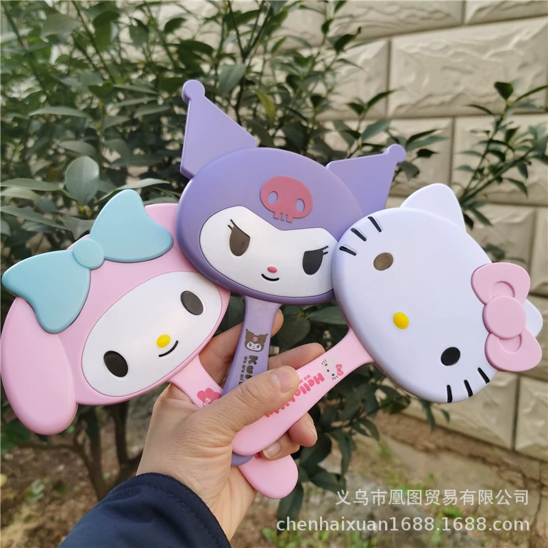 Sanrio, cartoon cute handheld brush for students, mirror