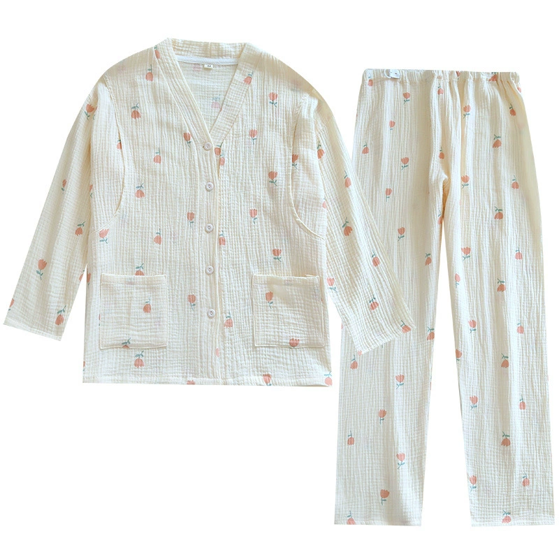 Pijama, set, cardigan, thin spring summer breathable long-sleeve for breastfeeding