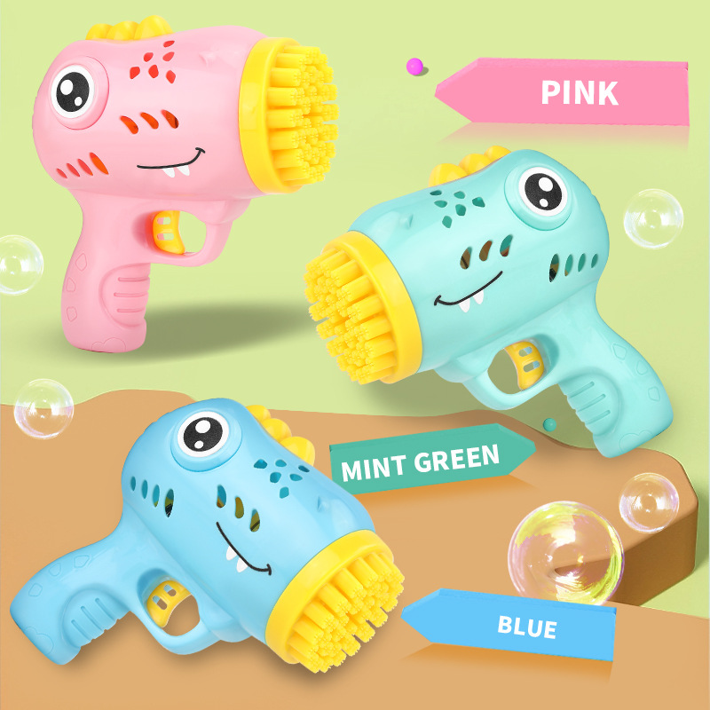 Explosiones transfronterizas 36 agujeros máquina de burbujas de dinosaurio pistola de burbujas eléctricas de mano Gatlin soplar burbujas juguetes para niños al por mayor