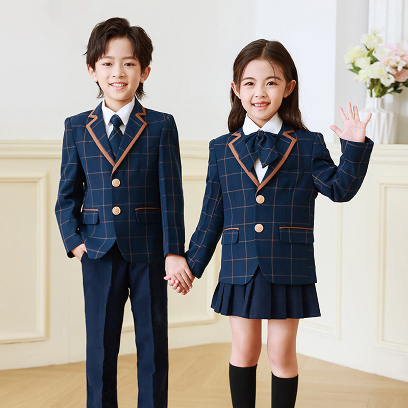 Ropa de clase de estudiante de escuela primaria niños y niñas traje vestido ropa de jardín de infantes niños estilo universitario uniforme escolar anfitrión coro ropa de rendimiento