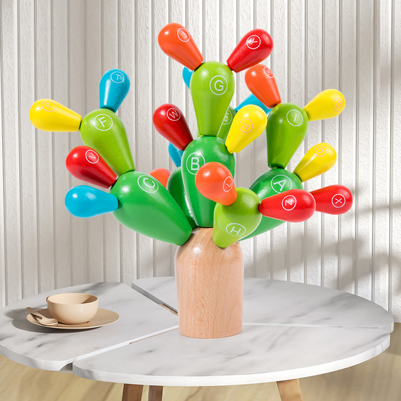 Wooden Letter Cactus Disassembly Assembly Building Block Baby Hands-on Splicing Cactus Educational Multi-functional Disassembly Toy