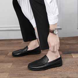 2025男款百搭高端皮鞋潮流豆豆鞋高档懒人鞋一脚蹬乐福舒适男鞋