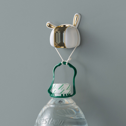 Light luxury little white rabbit mop rack bathroom punch-free wall-mounted broom storage rack adhesive strong hook snap fastener