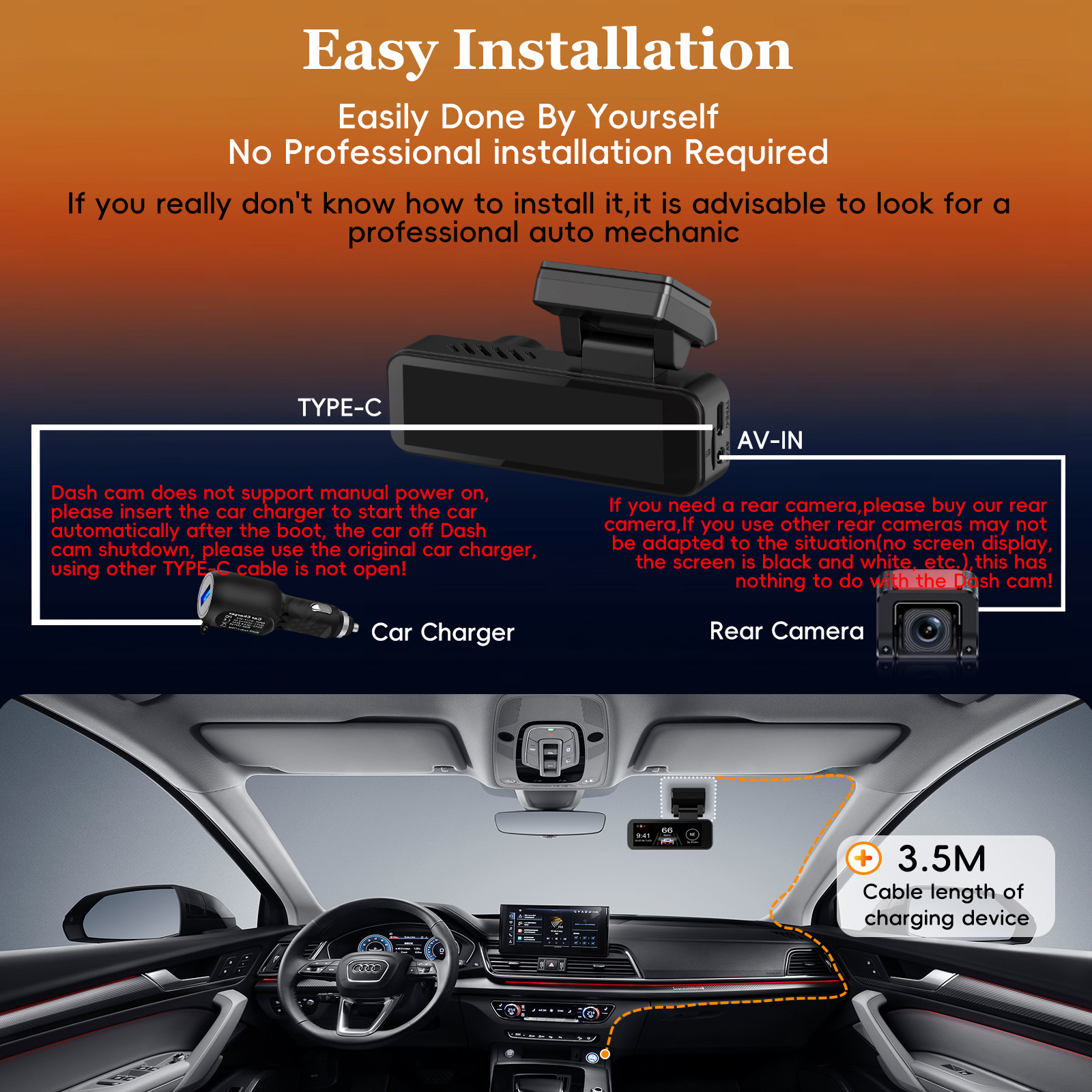 New Cross-Border 4K High-Definition Night Vision Dual-Lens Wifi Front and Rear Dual Recording 24-Hour Parking Monitoring Car Dashcam