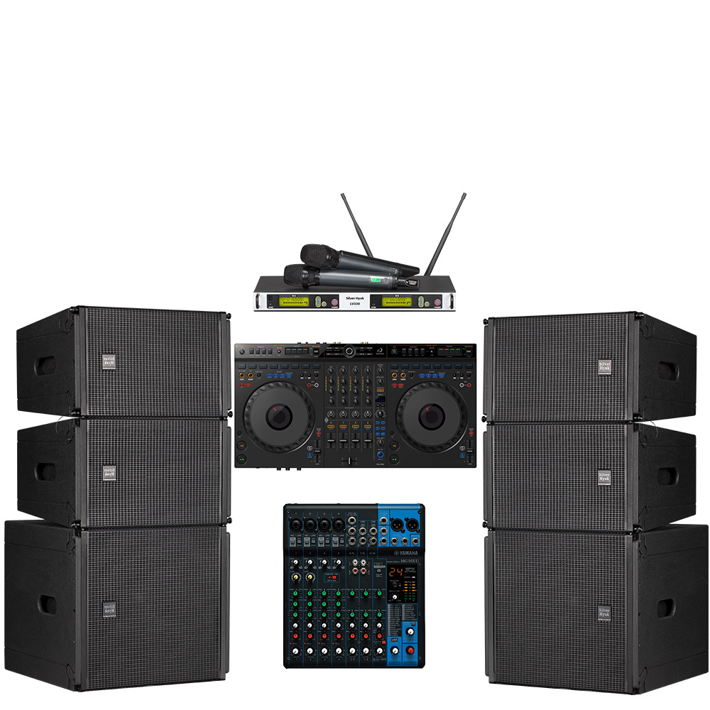 DJ sistema de sonido de disco al por mayor equipo de amplificación de sonido de matriz de línea activa conjunto completo de sonido de escenario activo portátil