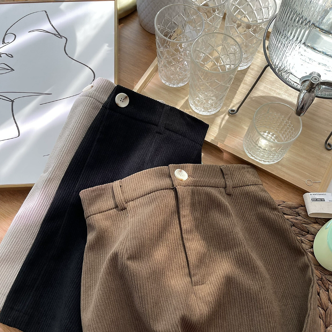 Вельветовая юбка женская трапециевидной формы с высокой талией, ранняя осень 2025, новая короткая юбка, тонкая длинная юбка для маленьких людей