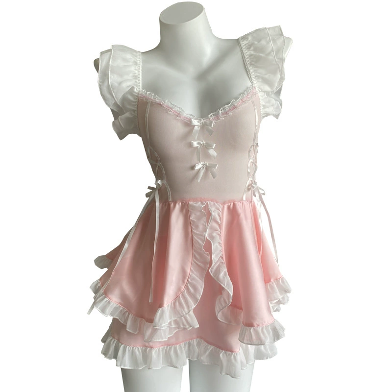 Transparent sexy underwear female sexy and cute maid small breasts, perspective hot flirting bed, uniform temptation 2591