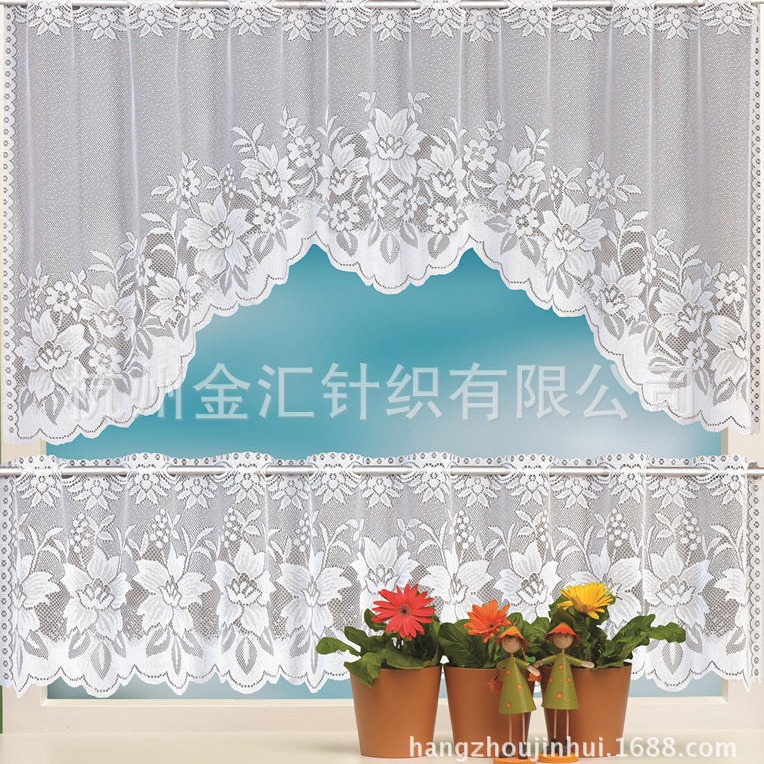 Soft and comfortable European style kitchen curtain easy to clean simple beautiful upper and lower kitchen curtain half curtain