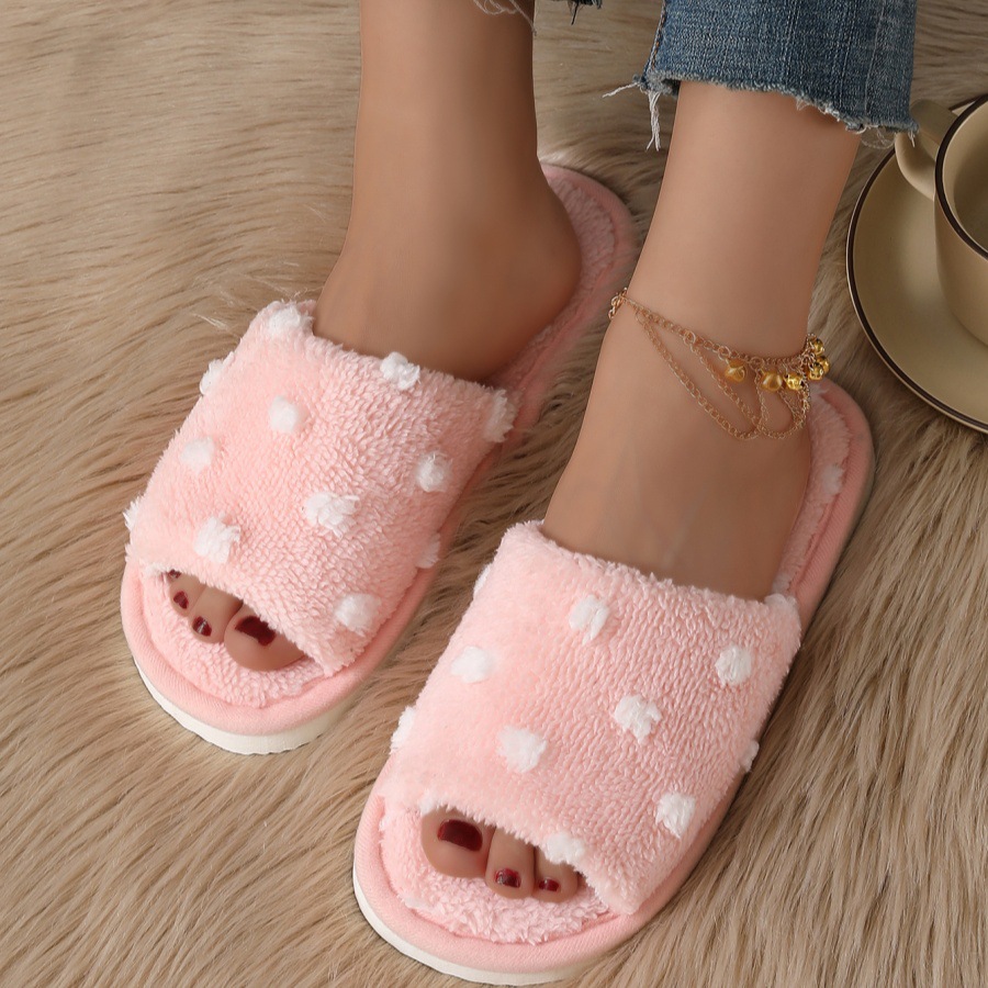 punto de onda transfronterizo cruzado zapatillas de algodón de dedo abierto interior mujer casa antideslizante silencioso fábrica de zapatillas suaves al por mayor