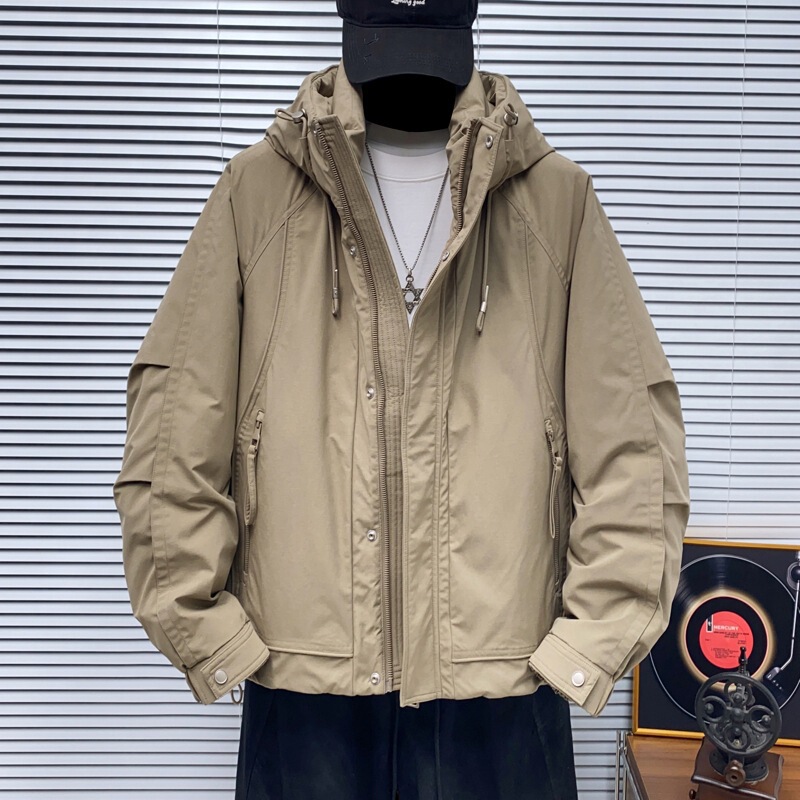Winter New Men's down Jacket Korean Style Loose Hooded White Duck down Warm Coat Versatile Youth Men's Fashion down Jacket Trend
