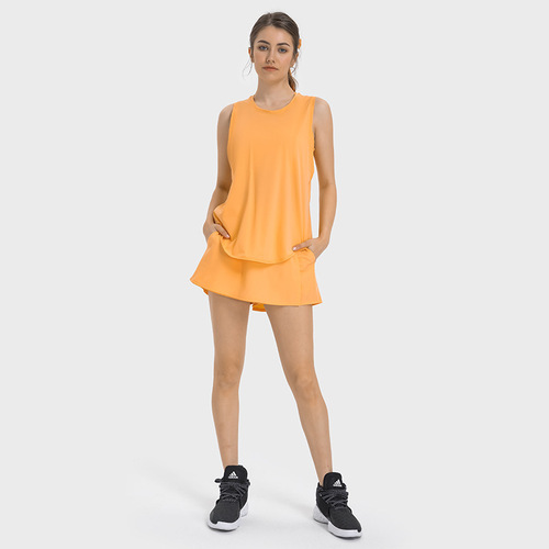 A drop-shipping new spring and summer fitness vest running yoga clothing for women with straps quick-drying breathable loose sleeveless blouse