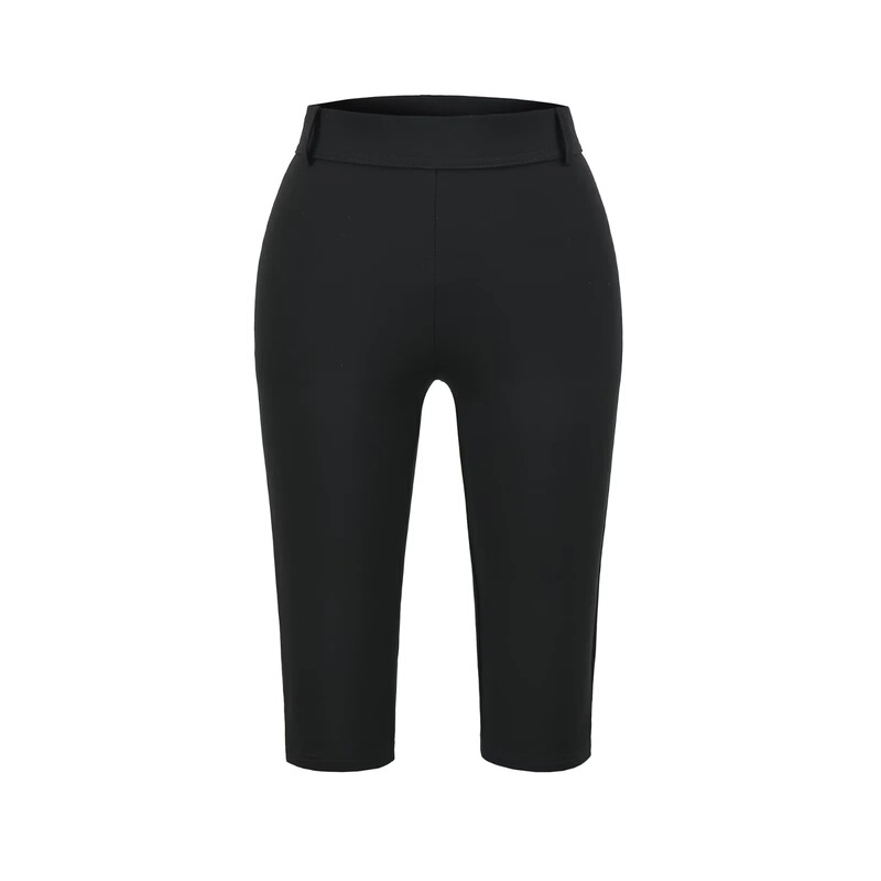 2026 Summer New Style Women's High-Waisted Slimming Side-Slit American-Style Black Cycling Capri Pants